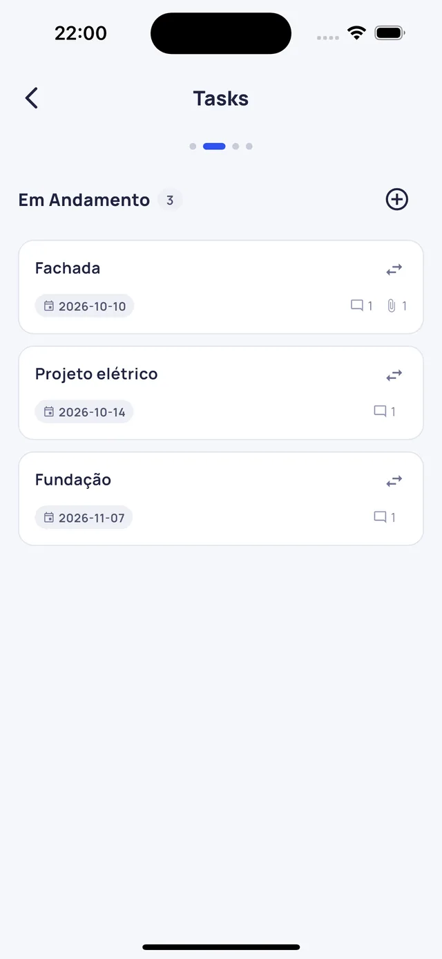Aplicativo Pantheon: quadro de tarefas